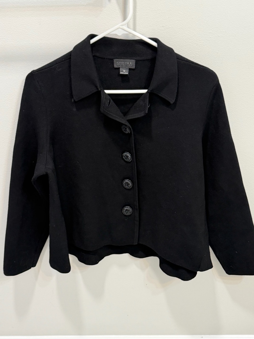 Carlisle Black Button-Front knit hi low sweater